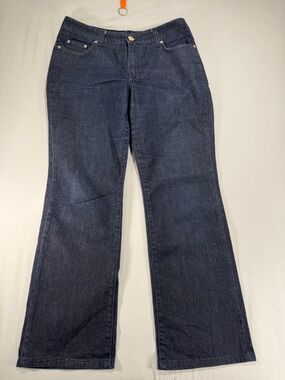 Women’s Anne Klein Limited Edition Embroidered Dark Blue Jeans Size 10 #888